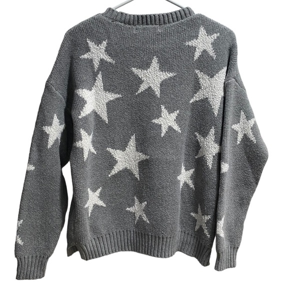 Women’s Marled Reunited Clothing Grey & White Star Sweater, size Large - Picture 2 of 5